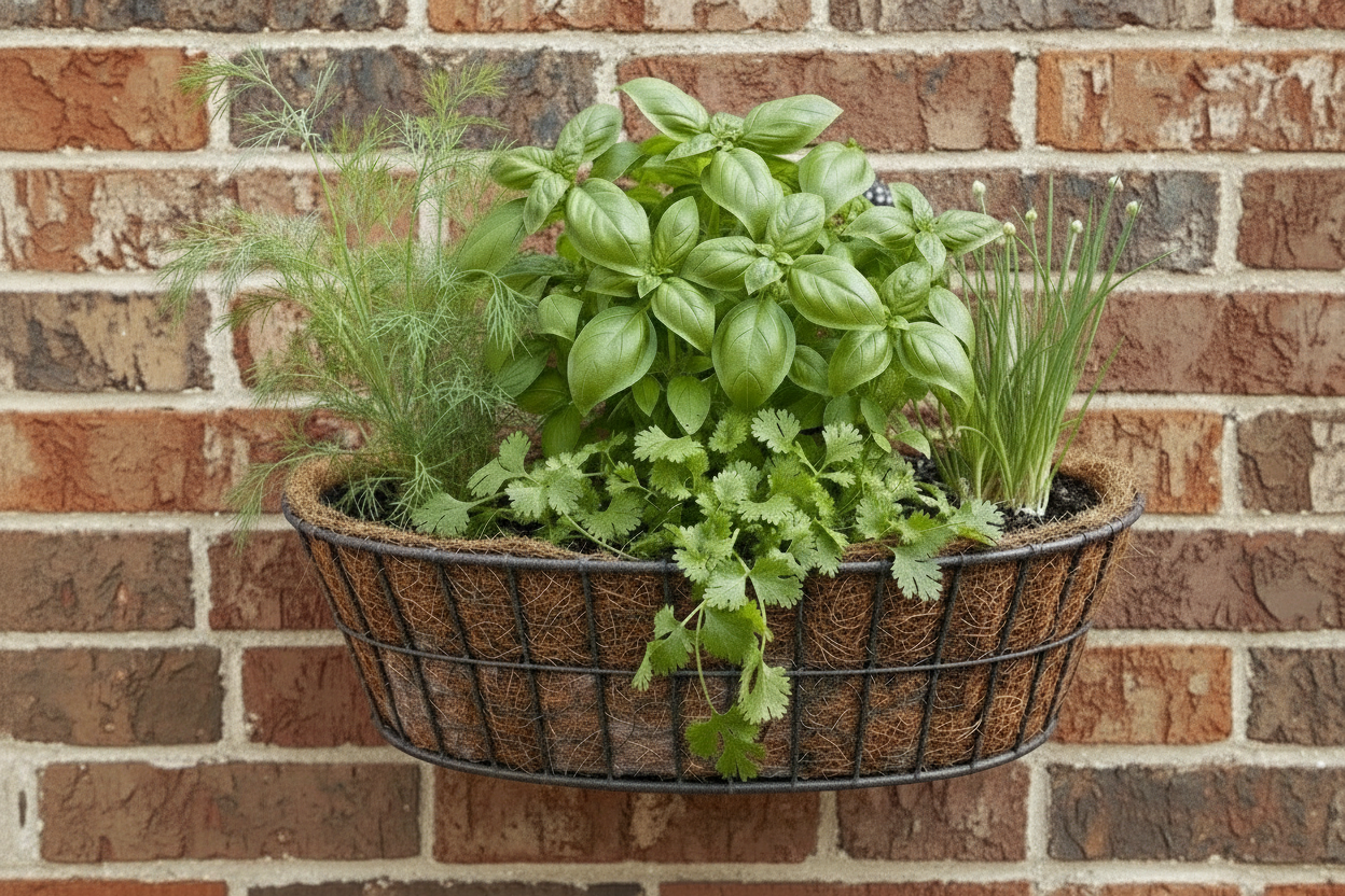 I need to tweak this basket planter.  If you started with an oval- like in the current image, and you cut it in half- that would be the shape needed.  Do that, while still keeping the basket wide enough and long enough to support the current plant arrangement.